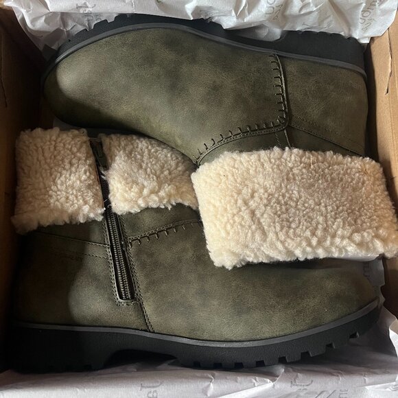 JBU by Jambu Shelly Olive Fold Down Sherpa Boots - Picture 1 of 2